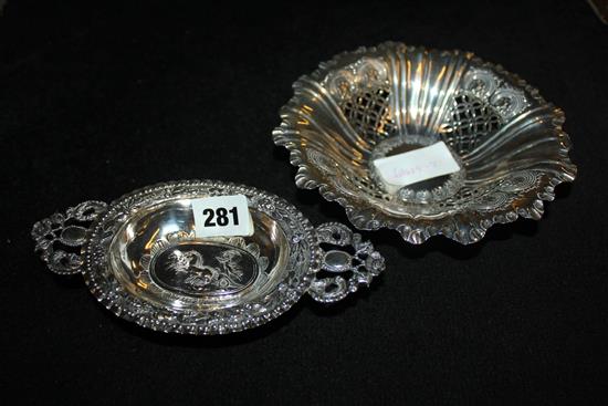 Two silver bon-bon dishes